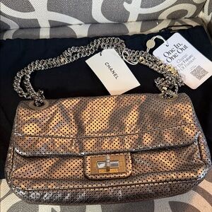 Chanel Shimmering Bronze Perforated Shoulder Bag